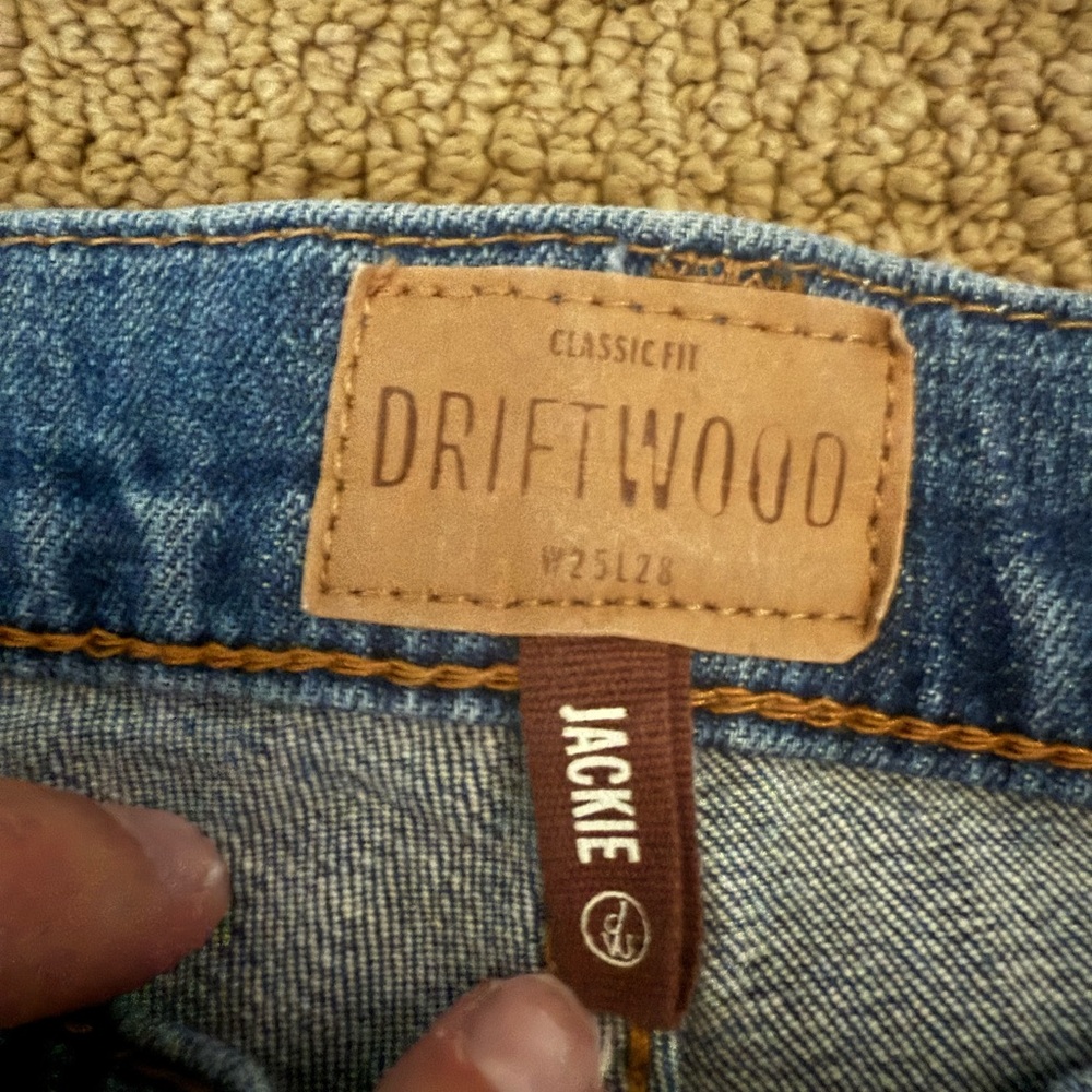 Driftwood Jackie Rose Floral Embroidered Skinny Jeans Raw Hem Stretch Size 25 - Picture 3 of 5